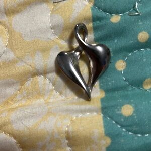 Brutalist Modernist Muted Silver Tone Heart charm